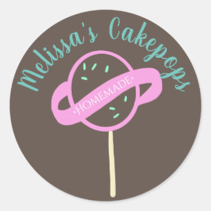 Cakepop Logo Banner Thuis Bakkerij Krullen Ronde Sticker