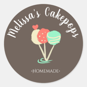 Cakepop met Sprinkles Logo Zelfgemaakte Bakkerij S Ronde Sticker