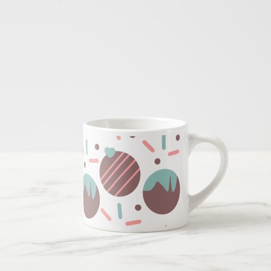 Cakepop Sprinkles Heart Confetti Pattern Monogram Espresso Kop (Rechts)