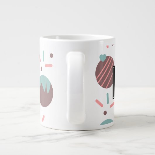 Cakepop Sprinkles Heart Confetti Pattern Monogram Extra Grote Beker (Achterkant)