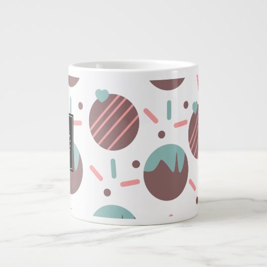 Cakepop Sprinkles Heart Confetti Pattern Monogram Extra Grote Beker (Voorkant)
