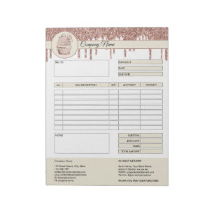 Cakes Factuur Formulier Bedrijfs Offerte Notitieblok