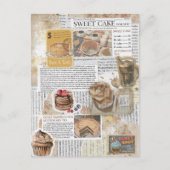 Cakes & Koffie Ephemera Decoupage Briefkaart (Voorkant)