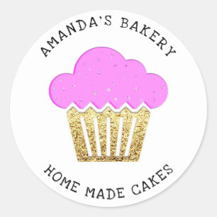 Cakes Sweet Cupcake Home Vegan Bakery Pink Glitter Ronde Sticker