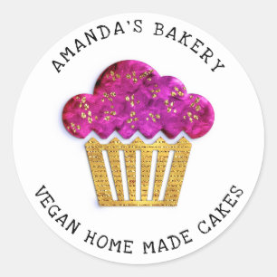 Cakes Sweet Homemade Bakery Muffin Gold Pink Ronde Sticker