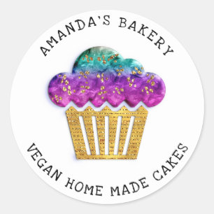 Cakes Sweet Homemade Bakery Muffin Gold Pinky Ronde Sticker