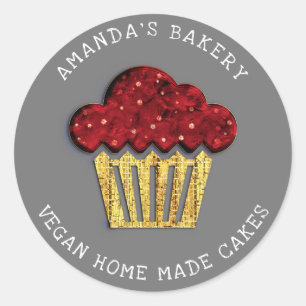 Cakes Sweet Homemade Vegan Bakery Muffins Gold Ronde Sticker