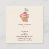 Cakes Sweets Cupcake Bakery Waterverf  Squ Vierkante Visitekaartje (Achterkant)