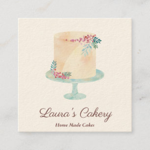 Cakes Sweets Cupcake Bakkerij Waterverf Vierkante Visitekaartje