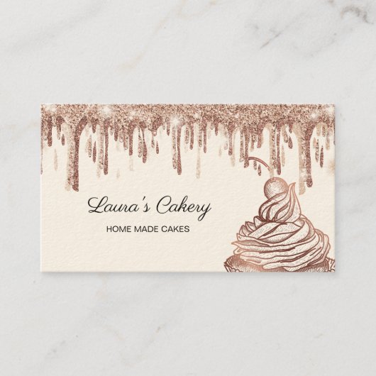 Cakes & Sweets Cupcake Home Bakery Drift Gold Visitekaartje (Voorkant)
