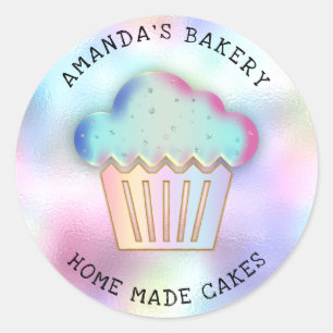 Cakes Sweets Cupcake Home Bakery Holographic Ronde Sticker