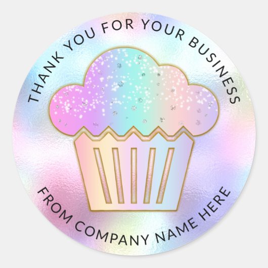 Cakes Sweets Cupcake Home Bakery Name Hologram Ronde Sticker (Voorkant)