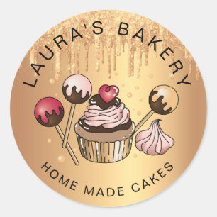 Cakes & Sweets Cupcake Home Bakery Roos Gold Class Ronde Sticker