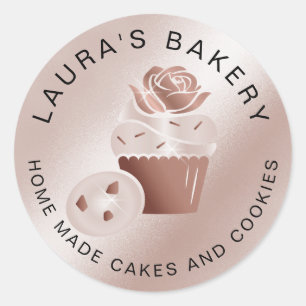 Cakes & Sweets Cupcake Home Bakery Roos Gold Ronde Sticker