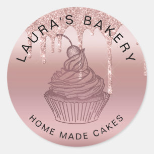 Cakes & Sweets Cupcake Home Bakery Rustige Vintage Ronde Sticker