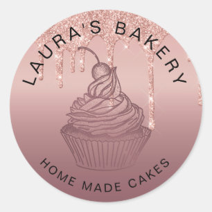 Cakes & Sweets Cupcake Home Bakery Rustige Vintage Ronde Sticker