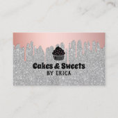Cakes & Sweets Cupcake Home Bakery Silver Glitter Visitekaartje (Voorkant)