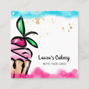Cakes & Sweets Cupcake Home Bakkerij schattig girl Vierkante Visitekaartje