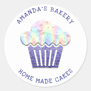 Cakes Sweets Cupcake Home Vegan Bakery Glitter Blu Ronde Sticker