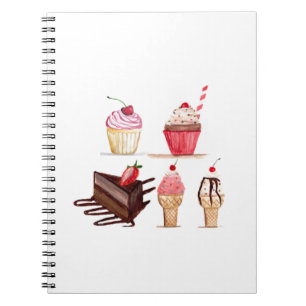 Cakes Watercolor Banketbakkerij Snoepjes Cupcakes Notitieboek