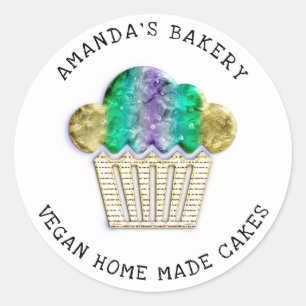 Cakes Zoet Zelfgemaakte Bakkerij Muffin Ombre Goud Ronde Sticker
