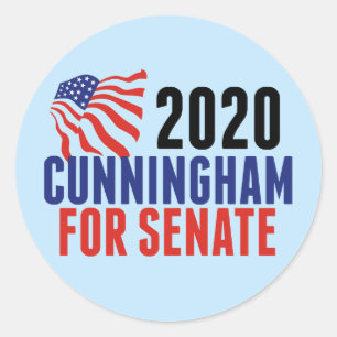 Cal Cunningham voor Senaat Ronde Sticker