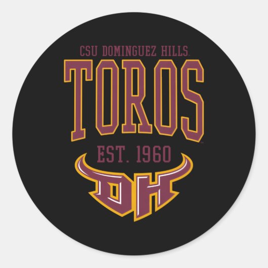 Cal State Dominguez Hills Csudh Toros Est Datum Ronde Sticker (Voorkant)