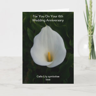 Cala Lily Personalized 6th Wedding Jubileum Kaart