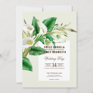 Cala Lily Waterverf Wedding Invitation Kaart