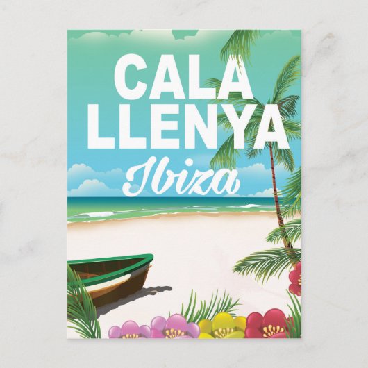 cala llenya ibiza strandreisposter briefkaart (Voorkant)