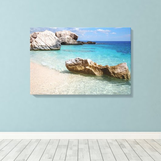 Cala Mariolu strand, Sardinië canvas print (Insitu (Houten vloer))