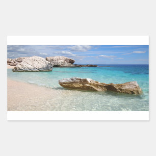 Cala Mariolu strand, Sardinië rechthoekige sticke Sticker