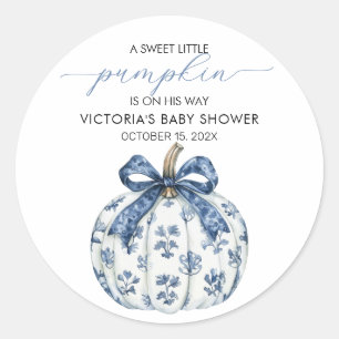 Calabaza pequeña en el camino del niño Baby shower Ronde Sticker