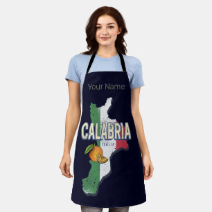Calabrië Italië Retro Regio Kaart  Souvenir Schort
