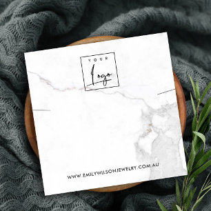 CALACATTA MARMER TEXTUUR KETTING OORBEL DISPLAY VIERKANTE VISITEKAARTJE