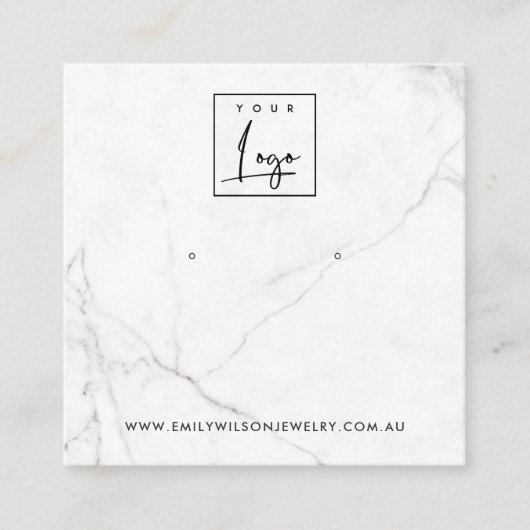 CALACATTA MARMER TEXTUUR STUD OORBEL DISPLAY VIERKANTE VISITEKAARTJE (Voorkant)