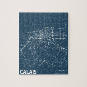 Calais Frankrijk Minimalistische Stadsplattegrond  Legpuzzel