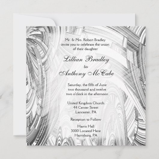 Calamité Faire-part de mariage noir et blanc (Devant)