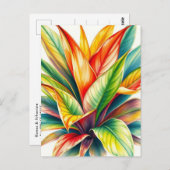 Calathea Prayer Waterverf Briefkaart (Voorkant / Achterkant)