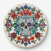 💀🎉Calavera Bloomware Doom Día de los Muertos Papieren Bordje (Voorkant)