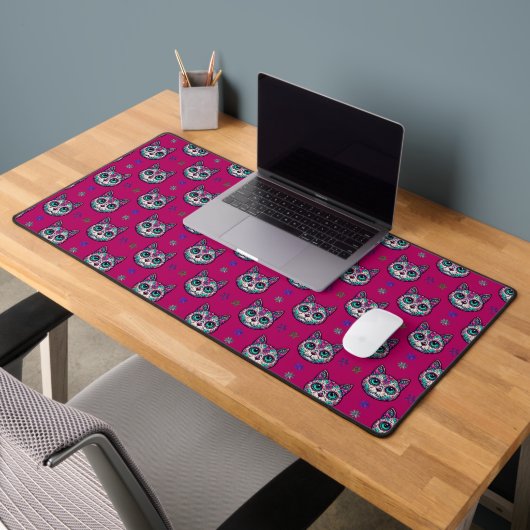 Calavera Cat Art Pattern Bureaumat (Kantoor 2)