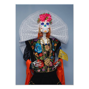 Calavera Catrina Tehuana Foto Afdruk