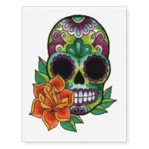Calavera con flor Naranja