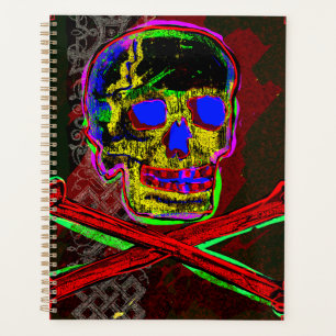 Calavera Crâne pGeek NFT Art Rouge Noir Bleu