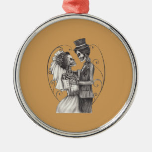 Calavera Day of the Dead Drawing Bridegroom Metalen Ornament