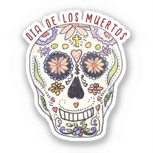 Calavera Dia De Los Muertos Sticker (Voorkant)