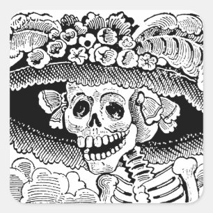 Calavera Garbancera (Catrina) van José Posada Vierkante Sticker
