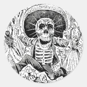 Calavera Oaxaqueña van José Guadalupe Posada 1903 Ronde Sticker