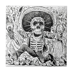 Calavera Oaxaqueña van José Guadalupe Posada 190 Tegeltje