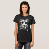 Calavera Pitbull Terrier Dog Dia de Muertos Hallow T-shirt (Voorkant volledig)